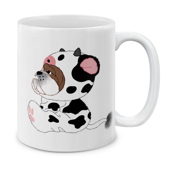 WIRESTER 11oz 325ml Ceramic Tea Cup Coffee Mug With Handgrip For Gift, Birthday, Anniversary, Christmas - Bulldog In Cow Suit