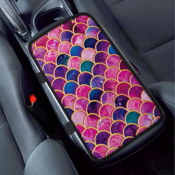 WIRESTER 12.5 x 7 (32cm*18 cm) Automotive Neoprene Car Armrest Pad Cover For Most Vehicle, SUV, Truck, Car - Pink Mermaid Scales