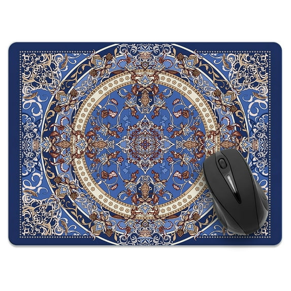 WIRESTER 13.77x10.23 in Super Size Rectangle Mouse Pad, Non-Slip X-Large Mouse Pad for Home, Office, and Gaming Desk - Vintage Oriental Blue Persian Floral Rug