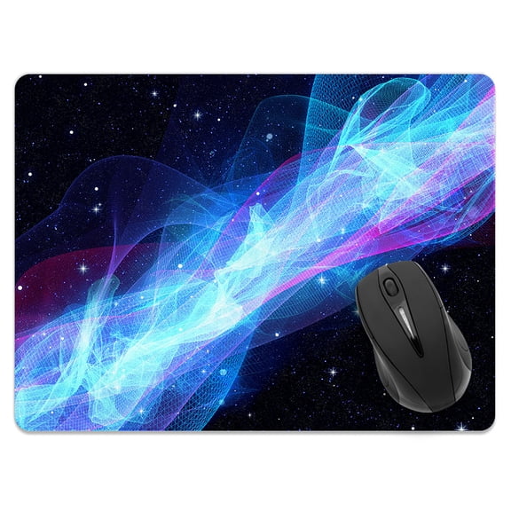 WIRESTER 13.77x10.23 in Rectangle Mouse Pad with Non-Slip Rubber Base for Computers, Laptop, Office & Home - Glowing Space Wave