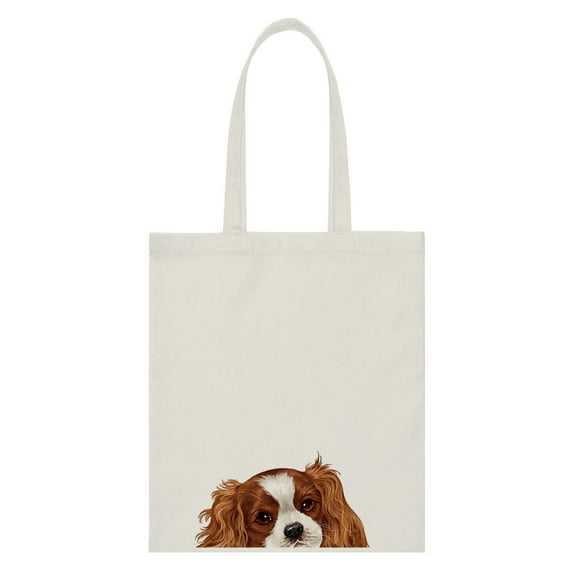 WIRESTER 14.17 x 12.2 inches Cotton Tote Bag Reusable Grocery Shopping Cloth Bags - Animal Cavalier King Charles Spaniels Dog
