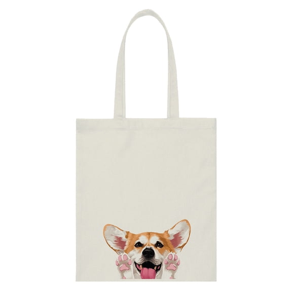 WIRESTER 14.17 x 12.2 inches Cotton Tote Bag Reusable Grocery Shopping Cloth Bags - Animal Red Pembroke Welsh Corgi Dog