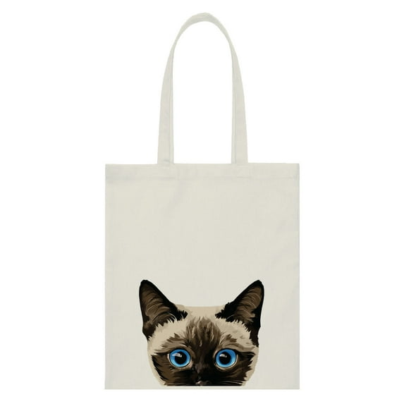 WIRESTER 14.17 x 12.2 inches Cotton Tote Bag Reusable Grocery Shopping Cloth Bags - Animal Siamese Kitten Cat