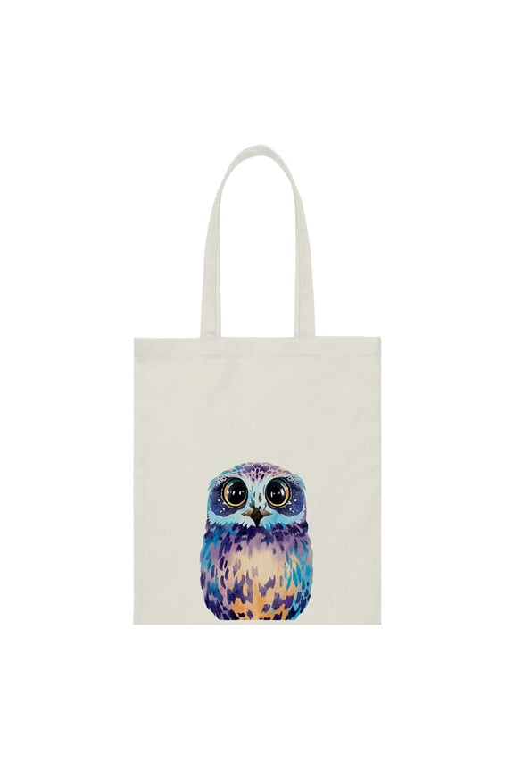 14.17 x 12.2 inches Cotton Tote Bag Reusable Grocery Shopping Cloth Bags - Blue Owl