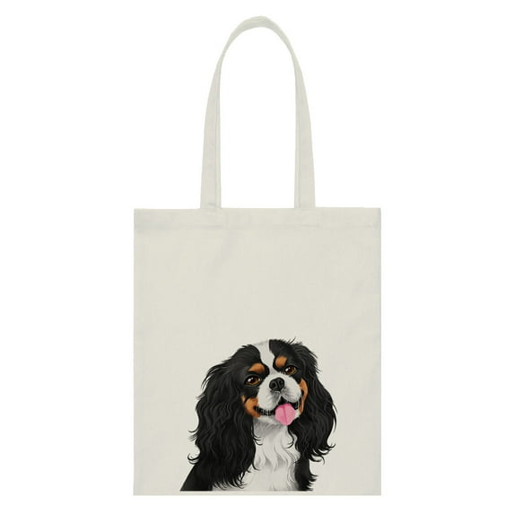 WIRESTER 14.17 x 12.2 inches Cotton Tote Bag Reusable Grocery Shopping Cloth Bags - Tricolor Cavalier King Charles Spaniel Dog
