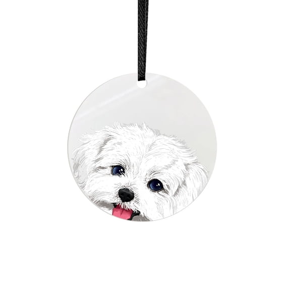WIRESTER 2.75 inch Double-Sided Metal Aluminum Christmas Ornament, Festive Tree Decor for Mom, Dad & Loved One - Animal Maltese Dog