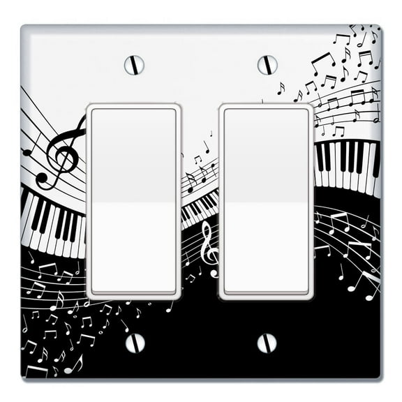 WIRESTER 2-Gang Decorator Light Switch Plate/Wall Plate Cover, Music Note Piano