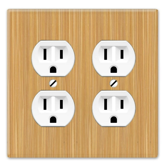 WIRESTER 2-Gang Duplex Outlet Wall Plate/Switch Plate Cover, Bamboo Wood Texture