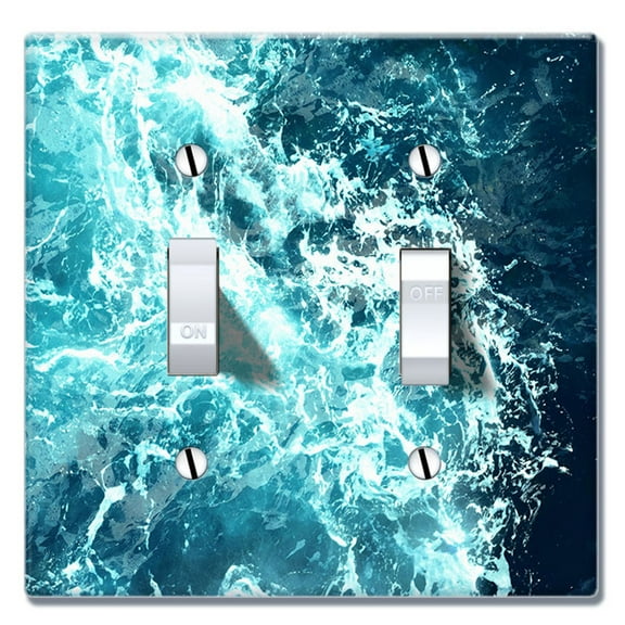 WIRESTER 2-Gang Toggle Wall Plate/Switch Plate Cover, Blue Ocean Wave