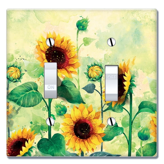 WIRESTER 2-Gang Toggle Wall Plate/Switch Plate Cover, Sunflowers Flowers