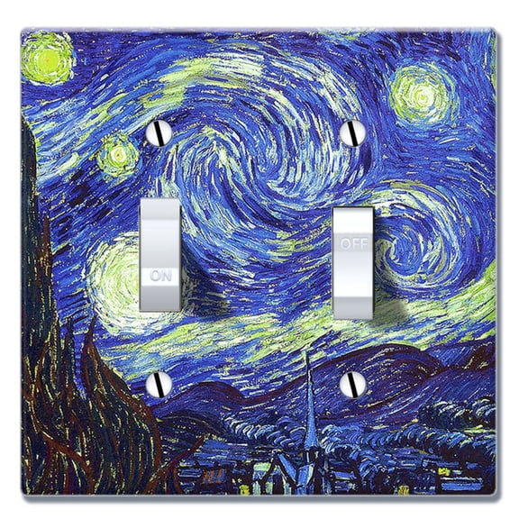 WIRESTER 2-Gang Toggle Wall Plate/Switch Plate Cover, The Starry Night Van Gogh