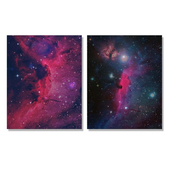 WIRESTER (2 Pack) Canvas Prints Art Poster, Blue Pink Galaxy Nebula, 8 x 10 inch Gifts Wall Home Decoration Canvas Artwork Poster