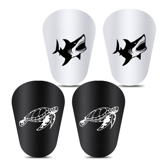 WIRESTER 2 Pairs Mini Soccer Shin Guards 3.9×2.4 in, Lightweight Protective Football Pads for Men, Women & Kids – Shark & Turtle