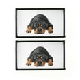 thumbnail image 1 of WIRESTER 2 Pcs 3.15" Rectangle Logo Sew Ironed On Badge Embroidery Applique Patch With Black Border for Hats, Jackets, Shirts, Vests and Jeans - Rottweiler Dog Lying Down Looking Up, 1 of 7