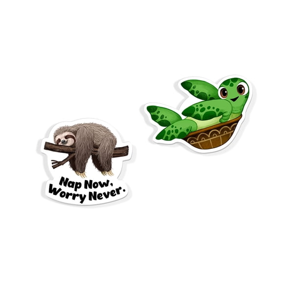 WIRESTER 2pcs Acrylic Fridge Magnet for Home Office Classroom Acrylic Magnets to Stick on Computer, Fridge, Dryer, Lockers - Sloth Never Worry & Upside Down Turtle