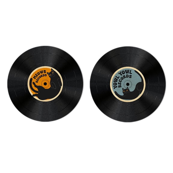 WIRESTER 2pcs Set 7" Wall Decor Sign Party Decorations Theme Party - Black Cat Meows Records & Black Cat Yowl Yowl Records