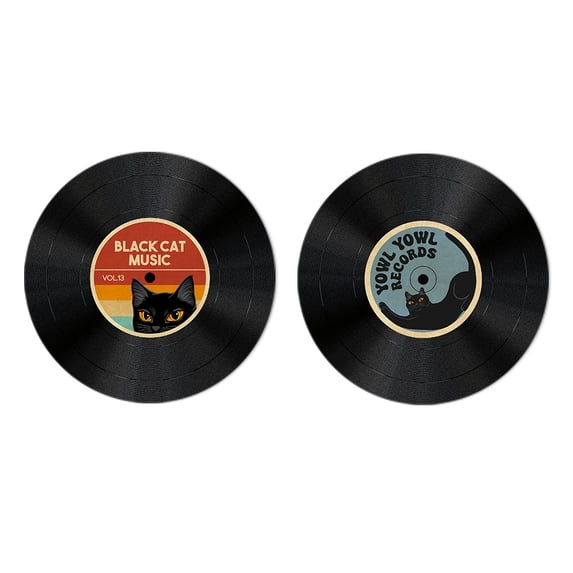 WIRESTER 2pcs Set 7" Wall Decor Sign Party Decorations Theme Party - Black Cat Music Vol.13 & Black Cat Yowl Yowl Records