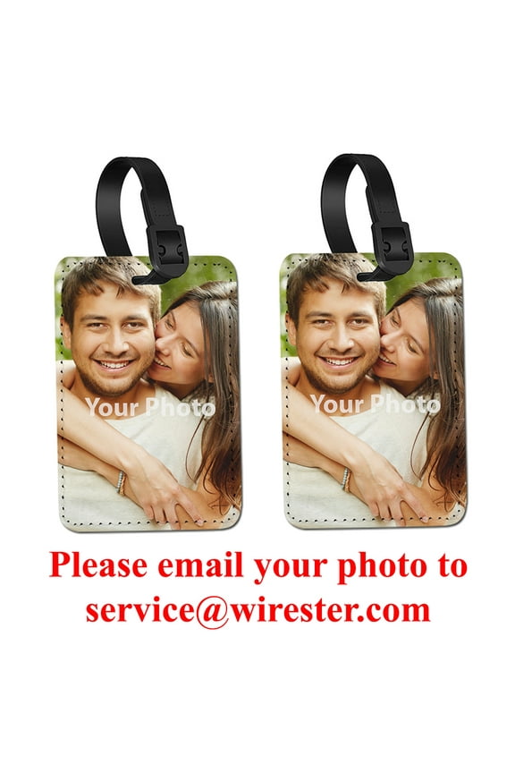 2pcs Set Customized Personalized Picture PU Leather Luggage Tags Privacy Label Flap for Travel Suitcase Baggage
