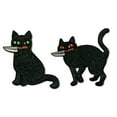 thumbnail image 1 of WIRESTER 2pcs Set Logo Sew Ironed On Badge Embroidery Applique Patch, DIY Vintage Embroidered Patches, for Hats, Jackets, Shirts, Vests and Jeans - Black Cats With Knife, 1 of 8