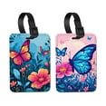 thumbnail image 1 of WIRESTER 2pcs Set PU Leather Luggage Tags Privacy Label Flap for Travel Suitcase Baggage - Bright Colorful Flowers & Butterfly, 1 of 7