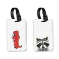 thumbnail image 1 of WIRESTER 2pcs Set PU Leather Luggage Tags Privacy Label Flap for Travel Suitcase Baggage - Red T-Rex Dinosaur, Raccoon, 1 of 8