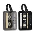 thumbnail image 1 of WIRESTER 2pcs Set PU Leather Luggage Tags Privacy Label Flap for Travel Suitcase Baggage - Retro Cassette Tape & Retro Black Cassette Tape, 1 of 7