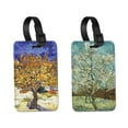 thumbnail image 1 of WIRESTER 2pcs Set PU Leather Luggage Tags Privacy Label Flap for Travel Suitcase Baggage - Van Gogh Mulberry, The Pink Peach Tree By Vincent Van Gogh, 1 of 7