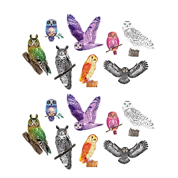 WIRESTER 2pcs Set Vinyl Decal Sticker For Notebook, Ipad - Colorful Owls