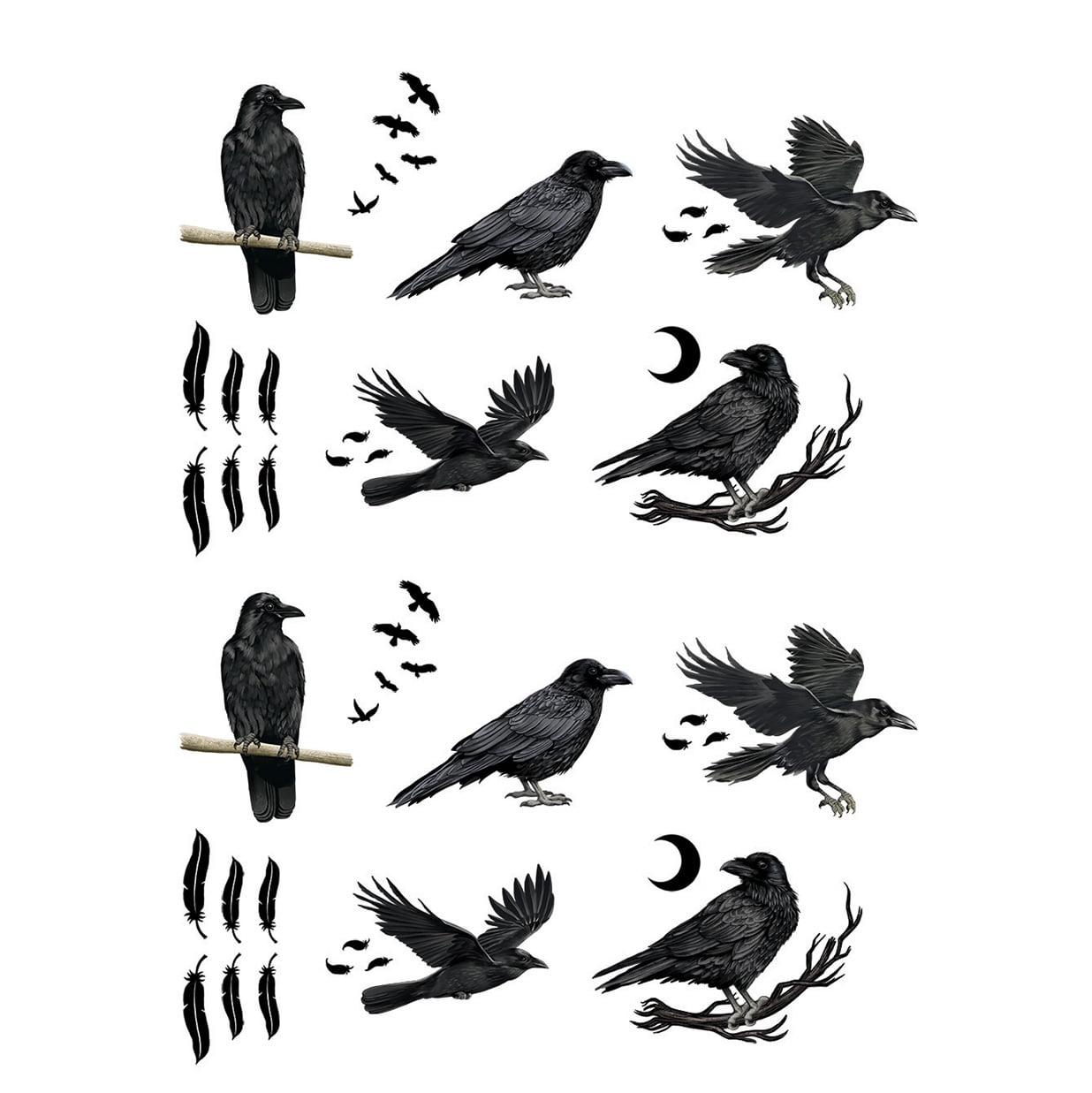 WIRESTER 2pcs Set Vinyl Decal Sticker For Notebook, Ipad - Ravens Crows