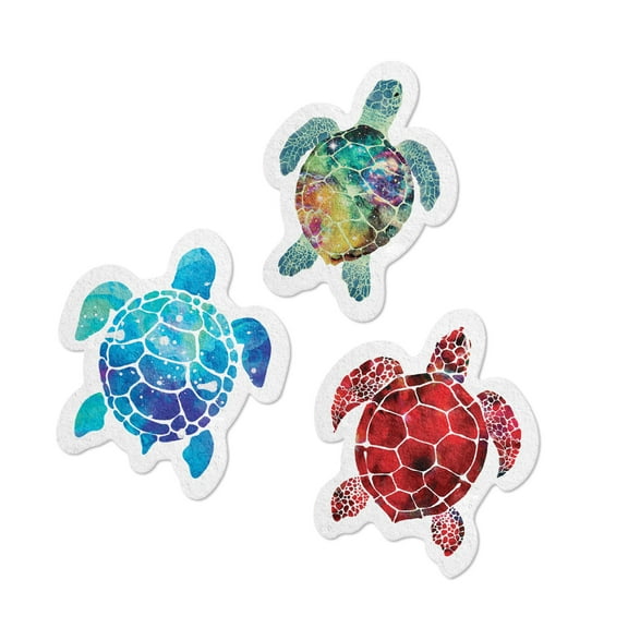 WIRESTER 3-Pack Reusable Dish Sponges Galaxy & Red & Blue Sea Turtles Scrubbers for Kitchen & Home Cleaning