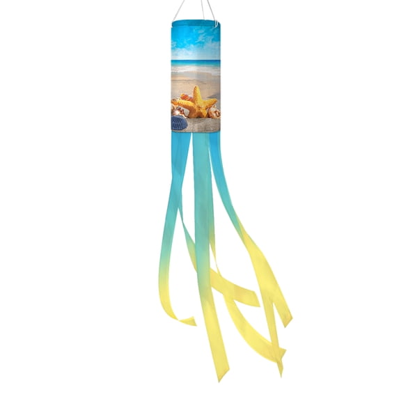 WIRESTER 40" Seashells On The Beach Windsock Banner Outdoor Hanging Decor for Wall Tree Front Patio Lawn Garden