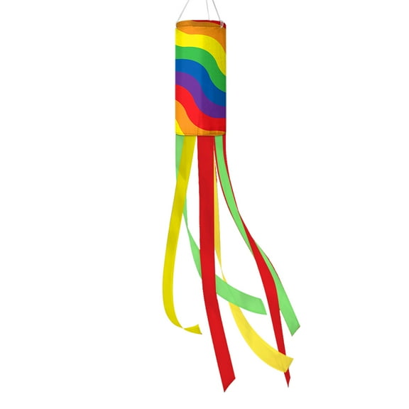 WIRESTER 40" Wavy Rainbow Windsock Banner Outdoor Hanging Decor for Wall Tree Front Patio Lawn Garden