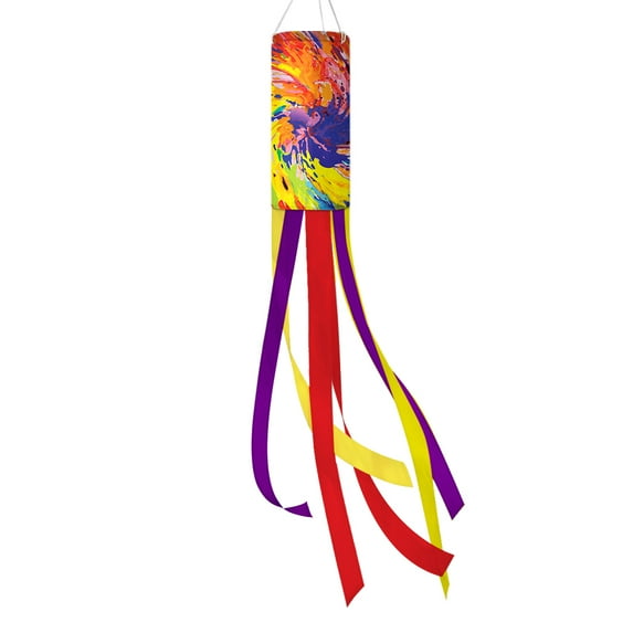 WIRESTER 40 inch Tie-Dye Look Polyester Windsock, Outdoor Hanging Decor for Lawn and Patio