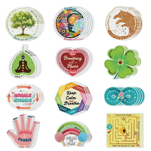 WIRESTER 48 Pcs Anxiety Sensory Stickers, Adhesive Calm Strips Textured Fidget Stickers for School & Office Supplies - Lovely