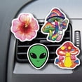 thumbnail image 1 of WIRESTER 4pcs Car Air Freshener Fragrance Vent Clip Interior Decoration for Cars with Lemon Scented Pad - Hibiscus Flower & Colorful Tie Dye Mushroom & Green Alien & Red Mushroom, 1 of 6