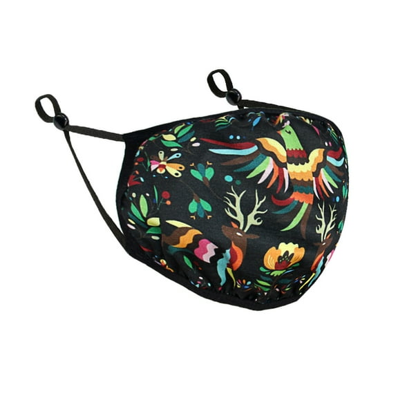 WIRESTER 6.3" x 8.6" Reuseable Washable Polyester Cotton Mask Cover Protection For Adult, Otomi Pattern Black