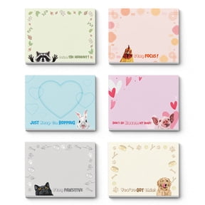 WIRESTER 6-Pack Animal Sticky Note Pads 50 Sheets Each, 4x3 Inch Funny Memo Pads for Office, Teachers, Nurses, Coworkers Includes Pig, Rabbit, Chicken, Raccoon, Dog & Cat Designs