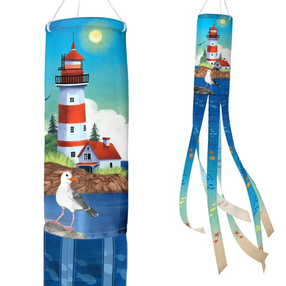 WIRESTER 60" Nautical Boat Lighthouse Windsock Banner Outdoor Hanging Decor for Wall Tree Front Patio Lawn Garden