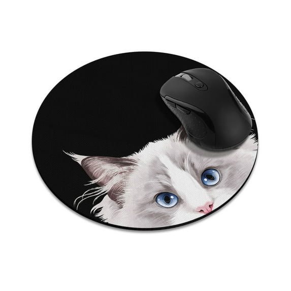 WIRESTER 7.88 in Round Mouse Pad with Non-Slip Rubber Base for Computers, Laptop, Office & Home - Animal Lilac Ragdoll Cat
