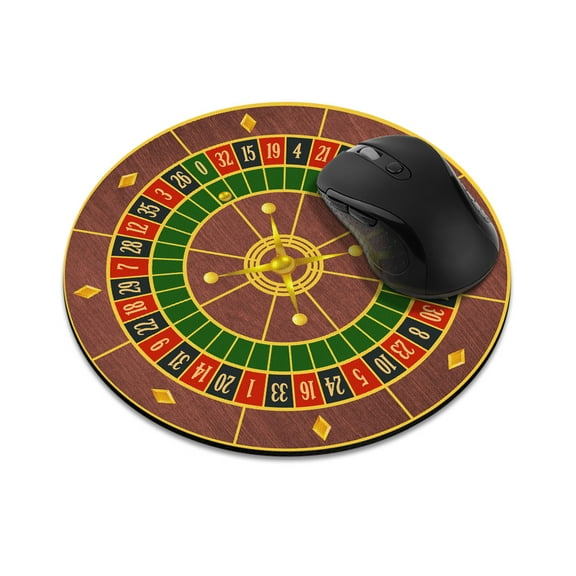 WIRESTER 7.88 in Round Mouse Pad with Non-Slip Rubber Base for Computers, Laptop, Office & Home - Bach-Roulette Wheel