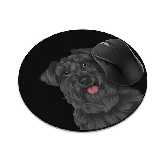 WIRESTER 7.88 in Round Mouse Pad with Non-Slip Rubber Base for Computers, Laptop, Office & Home - Black Miniature Schnauzer Dog