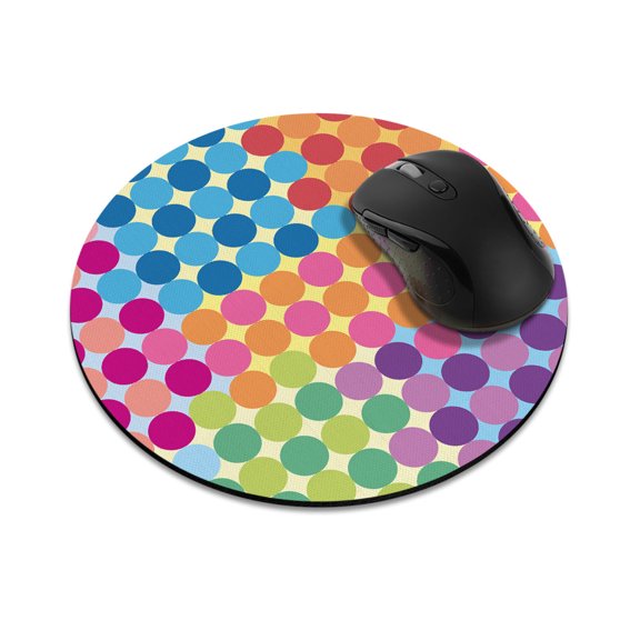 WIRESTER 7.88 in Round Mouse Pad with Non-Slip Rubber Base for Computers, Laptop, Office & Home - Colorful Checkered Pattern S3