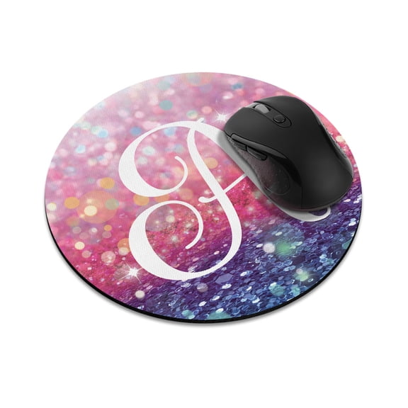 WIRESTER 7.88 in Round Mouse Pad with Non-Slip Rubber Base for Computers, Laptop, Office & Home - Gliter Pink Blue A