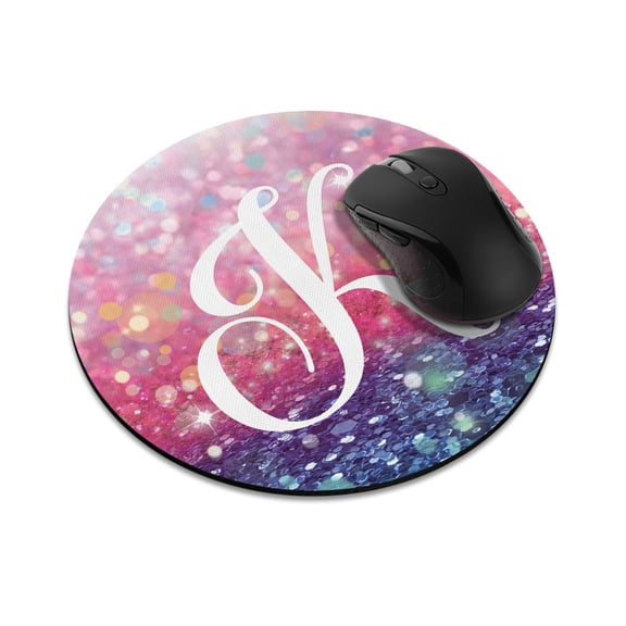 WIRESTER 7.88 in Round Mouse Pad with Non-Slip Rubber Base for Computers, Laptop, Office & Home - Gliter Pink Blue K
