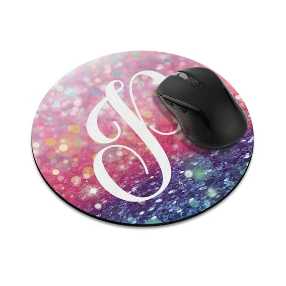 WIRESTER 7.88 in Round Mouse Pad with Non-Slip Rubber Base for Computers, Laptop, Office & Home - Gliter Pink Blue P