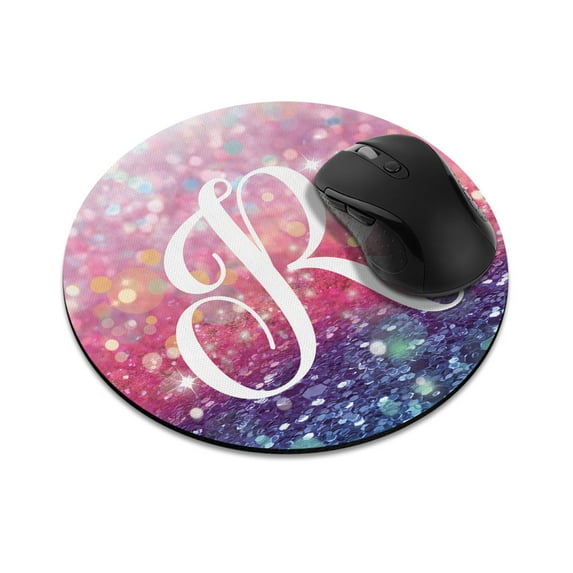 WIRESTER 7.88 in Round Mouse Pad with Non-Slip Rubber Base for Computers, Laptop, Office & Home - Gliter Pink Blue R