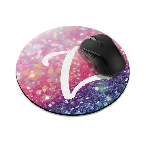 WIRESTER 7.88 in Round Mouse Pad with Non-Slip Rubber Base for Computers, Laptop, Office & Home - Gliter Pink Blue Z