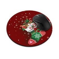 WIRESTER 7.88 in Round Mouse Pad with Non-Slip Rubber Base for Computers, Laptop, Office & Home - Kitten In Christmas Stocking Red