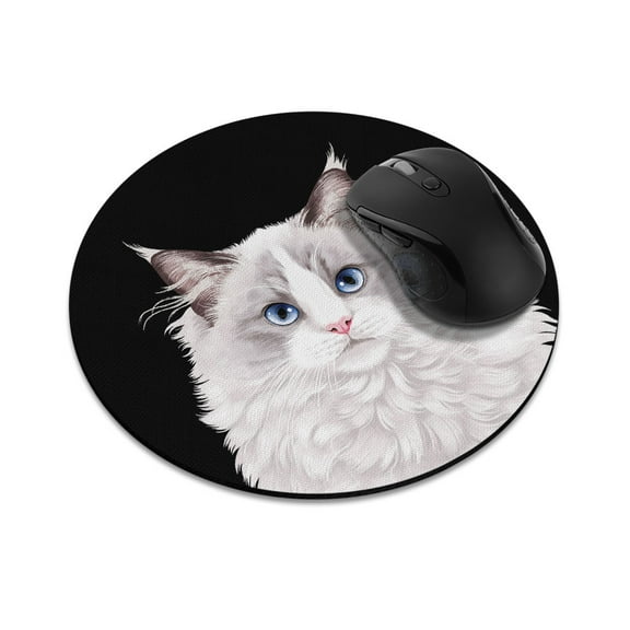 WIRESTER 7.88 in Round Mouse Pad with Non-Slip Rubber Base for Computers, Laptop, Office & Home - Lilac Ragdoll Cat