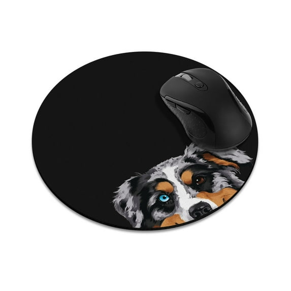 WIRESTER 7.88 in Round Mouse Pad with Non-Slip Rubber Base for Computers, Laptop, Office & Home - Merle Aussie Australian Shepherd Dog